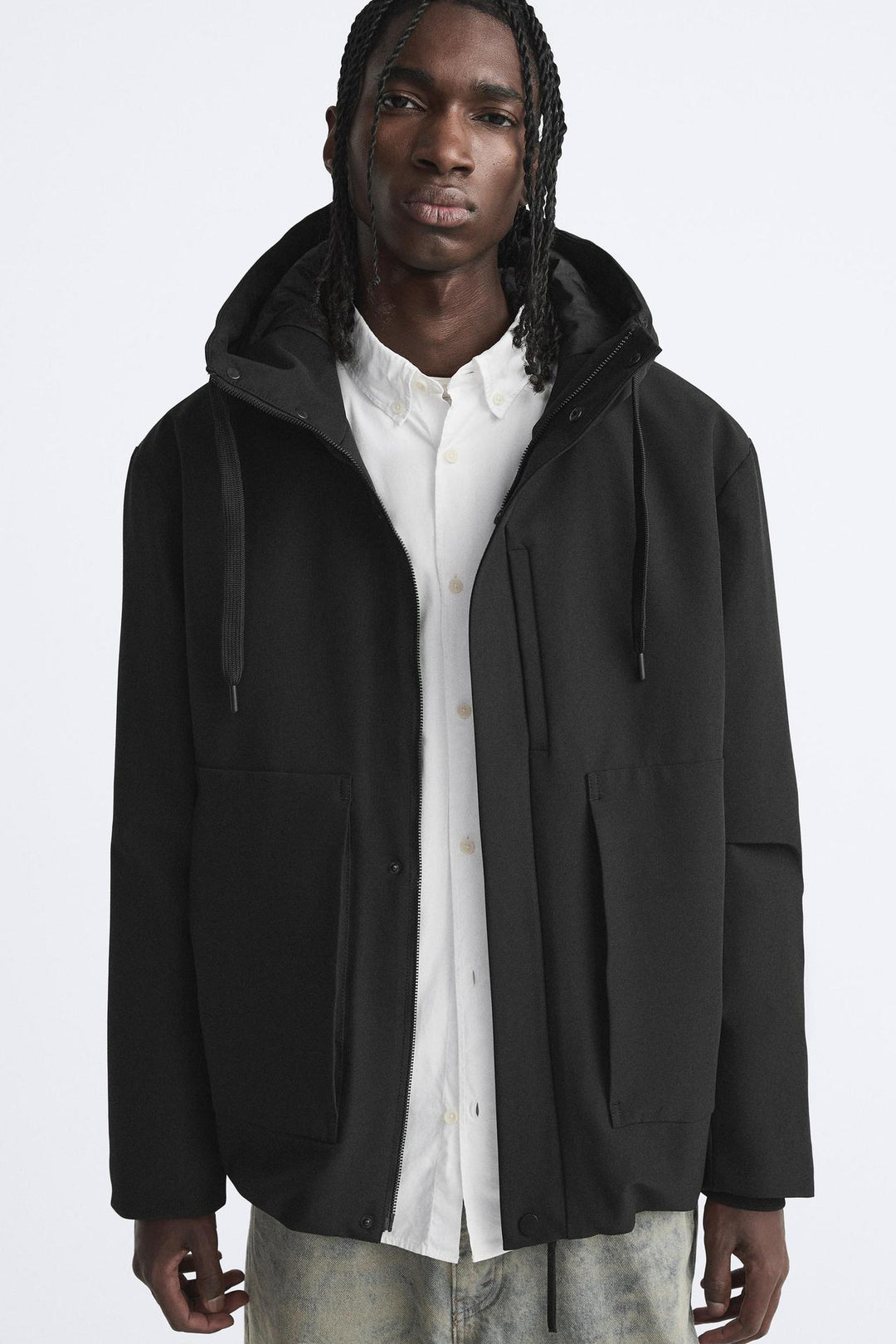 Herren Wasserabweisender Kapuzenblouson im Boxy‑Cut mit verdeckter Reißverschlussblende und extra großen Eingrifftaschen Drune
