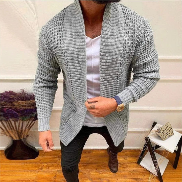 Herren Strickjacke mit tiefem Kragen und strukturiertem Design Drune