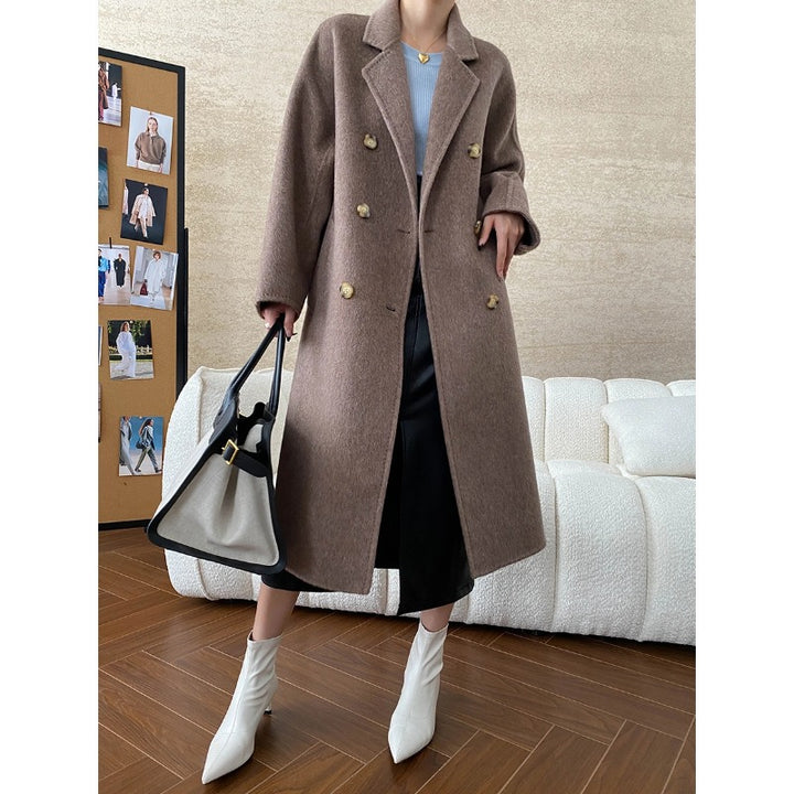 Damen eleganter Oversized-Mantel mit doppelter Knopfleiste und weich gefüttertem Innenfutter Drune