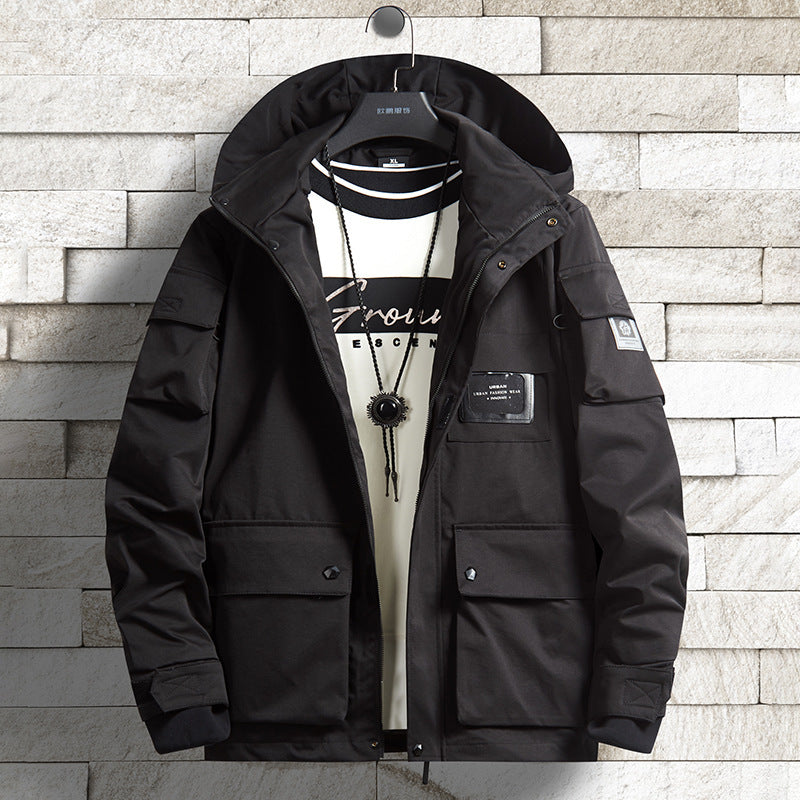 Herren Urbaner Tech-Parka mit Kapuze, Multifunktionstaschen und Thermoisolierung Drune