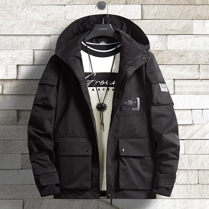 Herren Urbaner Tech-Parka mit Kapuze, Multifunktionstaschen und Thermoisolierung Drune