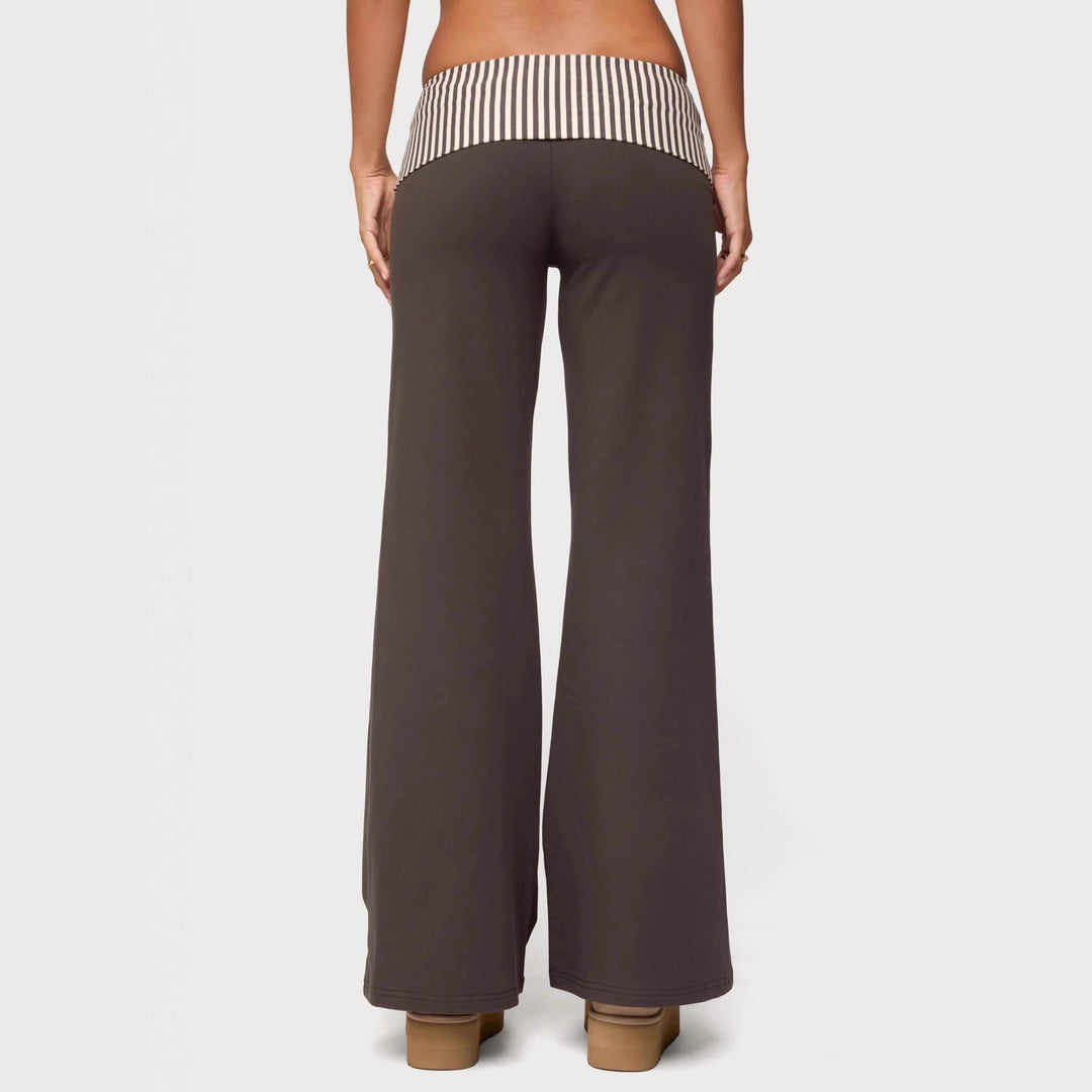 Damen Palazzo-Hose mit gestreiftem Bund und lässigem Schnitt Drune