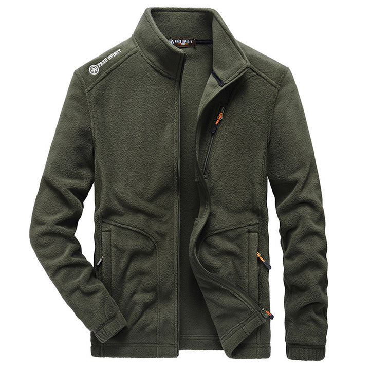 Herren Microfleece-Outdoorjacke mit Stehkragen, durchgehendem Reißverschluss und Ziptaschen Drune