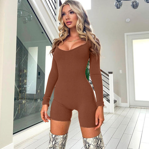 Damen Bodysuit mit langen Ärmeln und Quadrat-Ausschnitt Drune