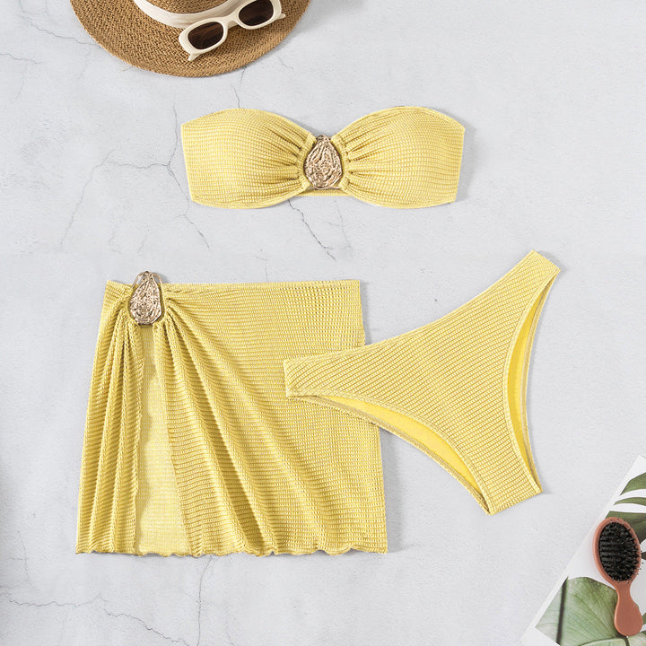 Damen Bandeau-Bikini-Set mit schickem Faltendetail Drune