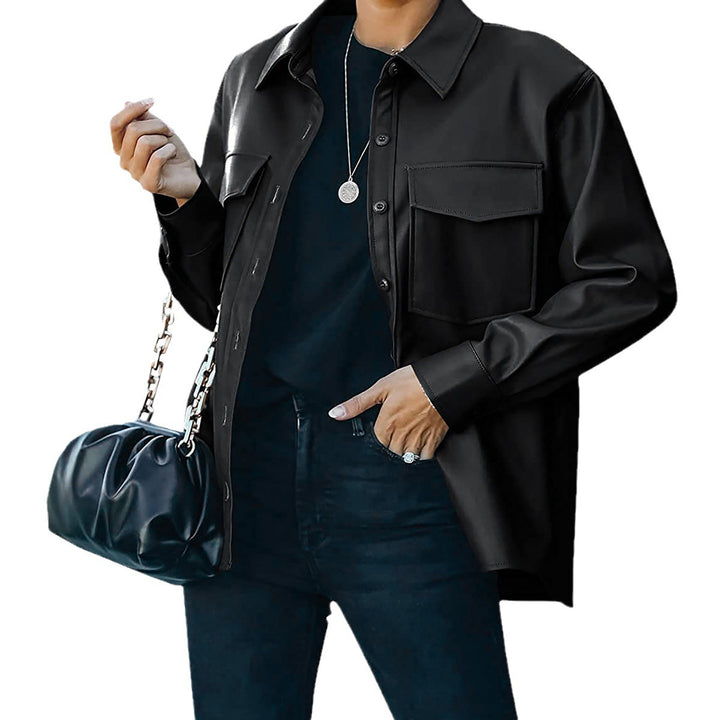 Damen elegante Blusenjacke mit Taschen und modernem Schnitt Drune