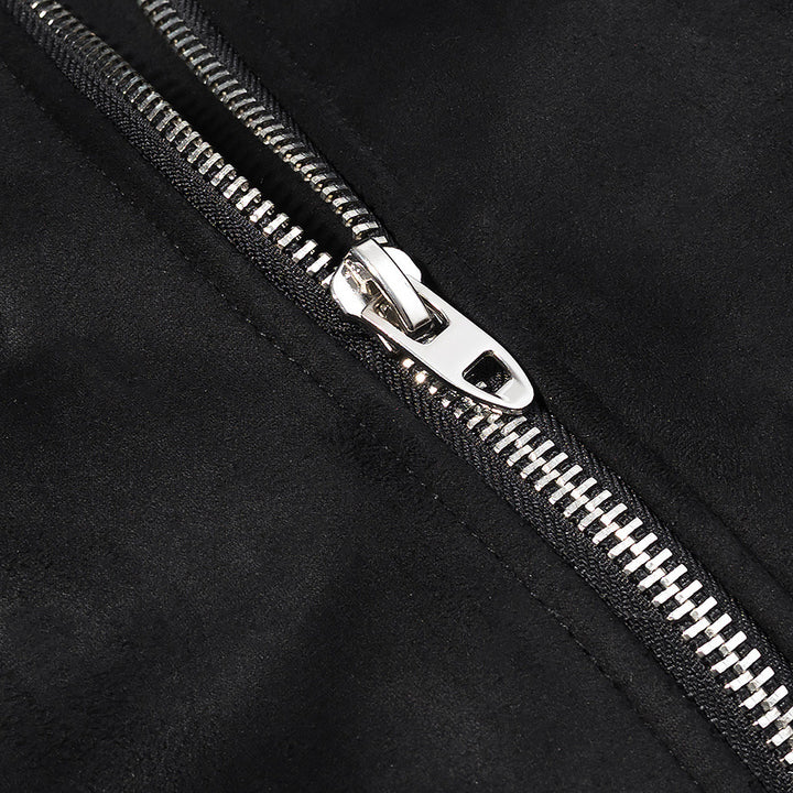 Damen Kurze Bikerjacke im Aviator-Look mit Kunstfellkragen und asymmetrischem Reißverschluss Drune