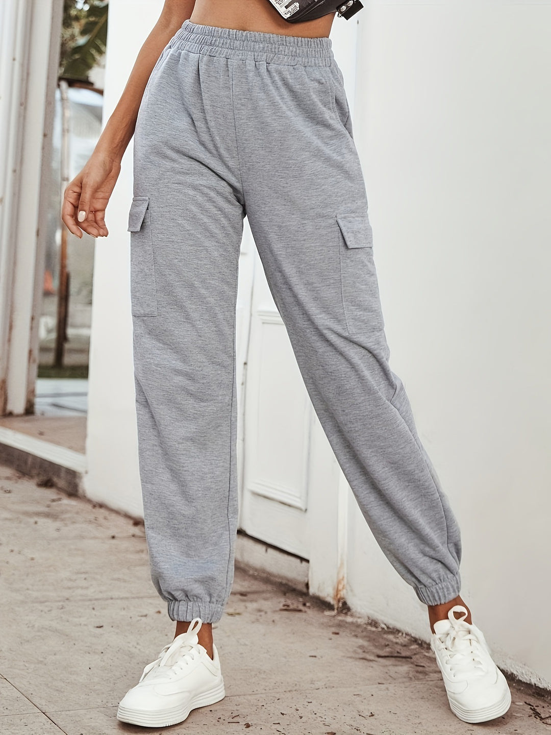 Damen Cargo-Jogginghose mit Gummibund, Seitentaschen und elastischen Bündchen Drune