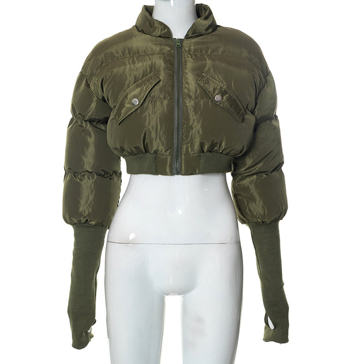 Damen Gekürzte Pufferjacke mit Verlängerten Ärmeln Drune
