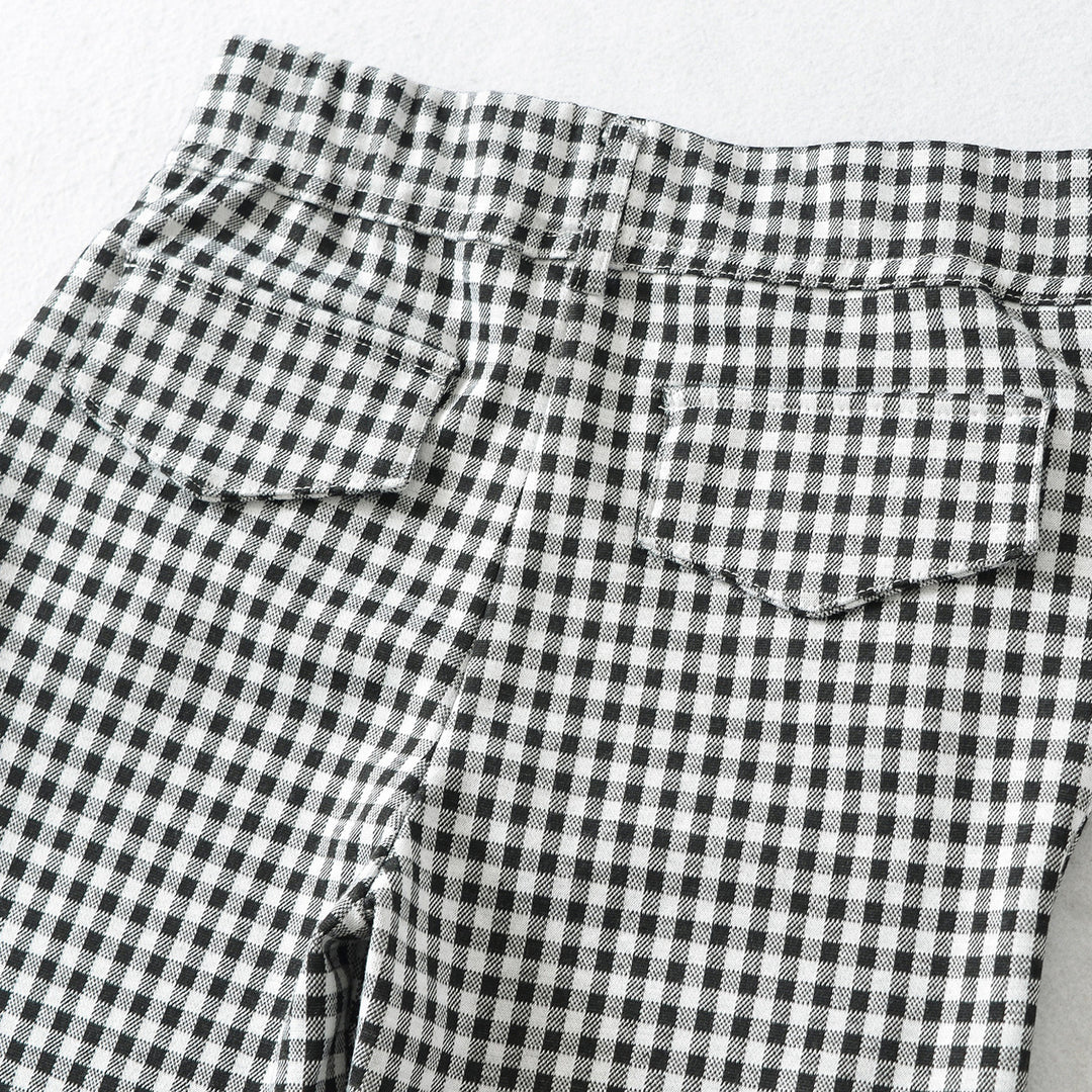 Damen Hochtaillierte Slim-Fit Hose mit Vichy-Karo und elastischem Bund Drune