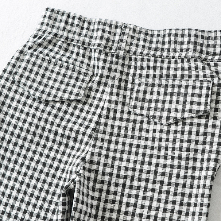 Damen Hochtaillierte Slim-Fit Hose mit Vichy-Karo und elastischem Bund Drune