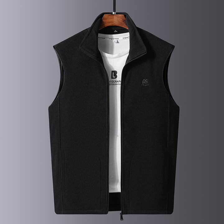 Herren Microfleece-Thermoweste mit windabweisender Front, Stehkragen und verdeckten Seitentaschen Drune