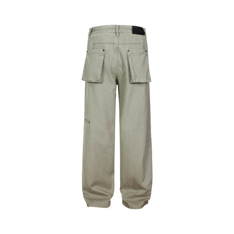 Herren Weite Canvas-Hose im Palazzoschnitt mit hoher Bundpassform und geradem Bein Drune