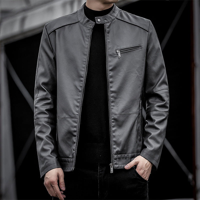 Herren Elegante Kunstlederjacke Drune