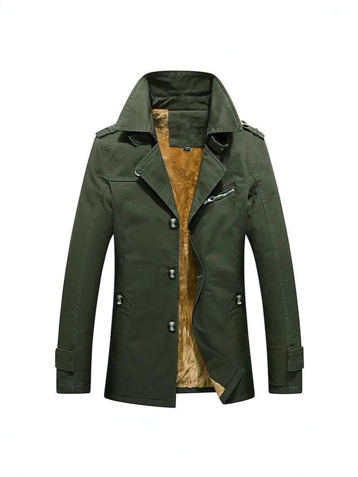 Herren Winterparka Manteljacke mit Teddyfutter, Stehkragen und Reißverschluss-Details Drune