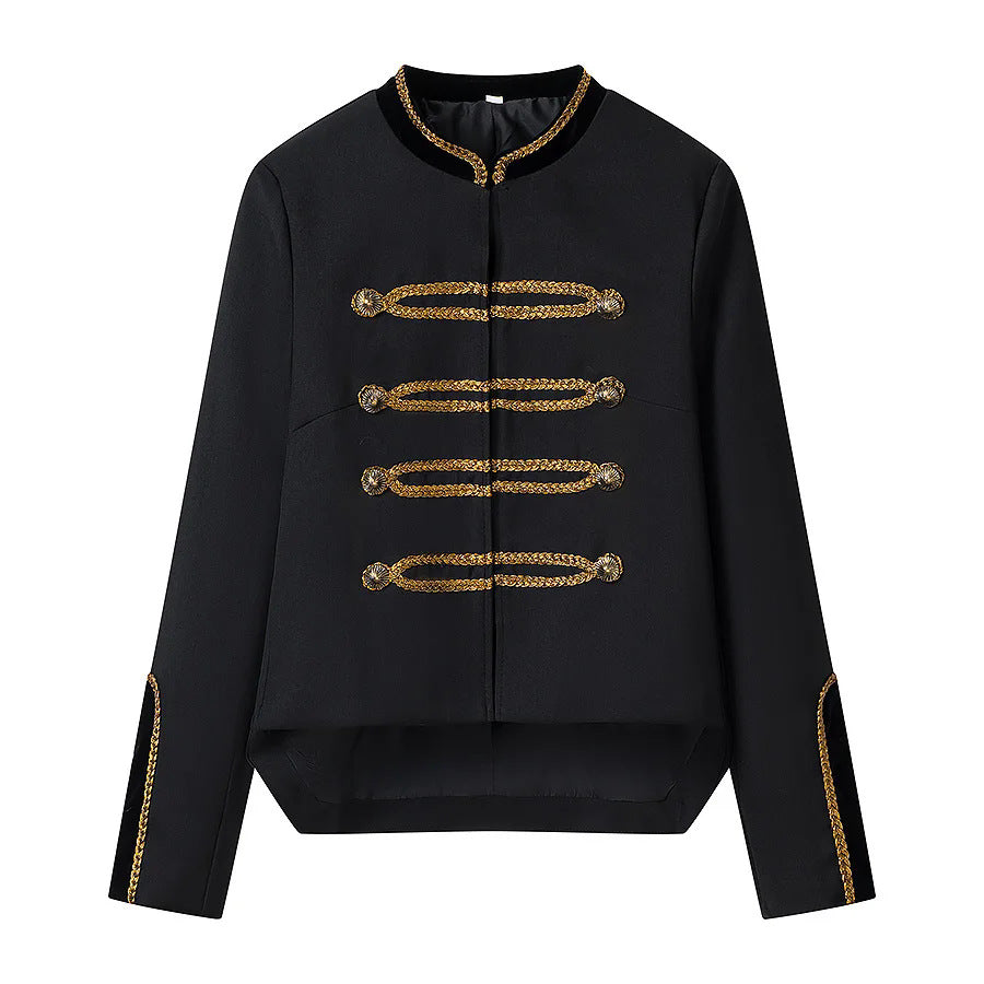 Damen nan militärisch inspirierte Kurzjacke mit Zierkordeln und Stehkragen Drune