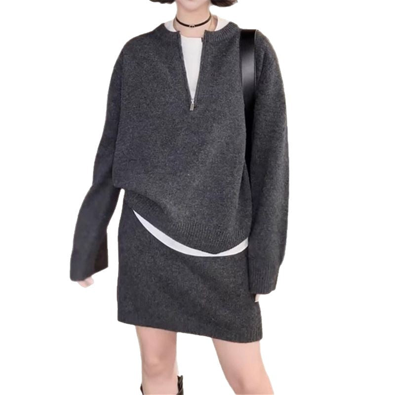 Damen Strickpullover mit modernem Schnitt und dekorativem Reißverschluss Drune