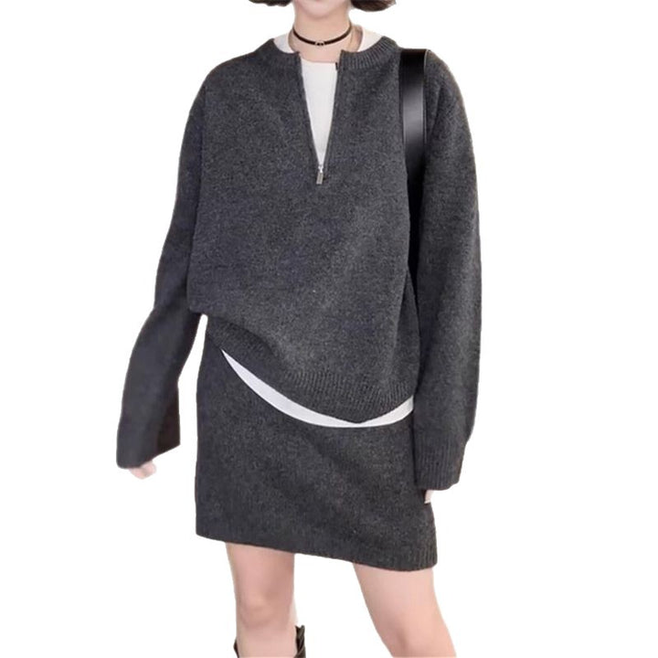 Damen Strickpullover mit modernem Schnitt und dekorativem Reißverschluss Drune