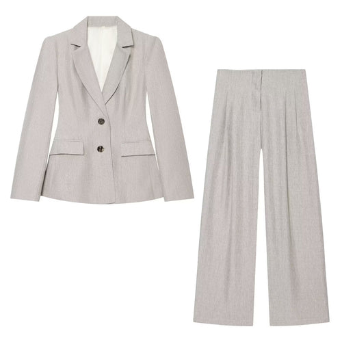 Damen Taillierter Zweiknopf-Blazer mit Pattentaschen und feiner Struktur Drune