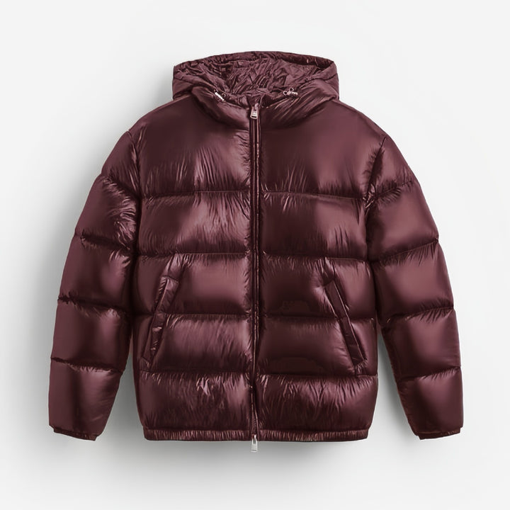 Damen Oversized Steppjacke mit Kapuze und Hochglanzfinish Drune