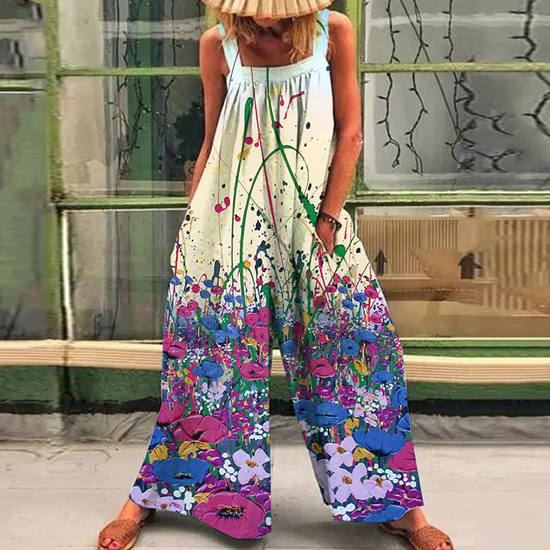 Damen Übergröße Jumpsuit mit floralem Muster und praktischen Taschen Drune