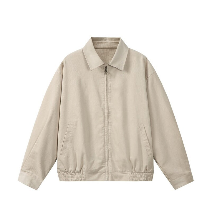 Herren Kastig geschnittene Cord-Blousonjacke mit verdecktem Reißverschluss und elastischem Saum Drune