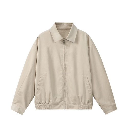 Herren Kastig geschnittene Cord-Blousonjacke mit verdecktem Reißverschluss und elastischem Saum Drune