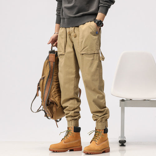 Herren Workwear-Cargohose im Tech-Joggerstil mit aufgesetzten Fronttaschen, Hammer-Schlaufe und Knöchel-Reißverschlüssen Drune
