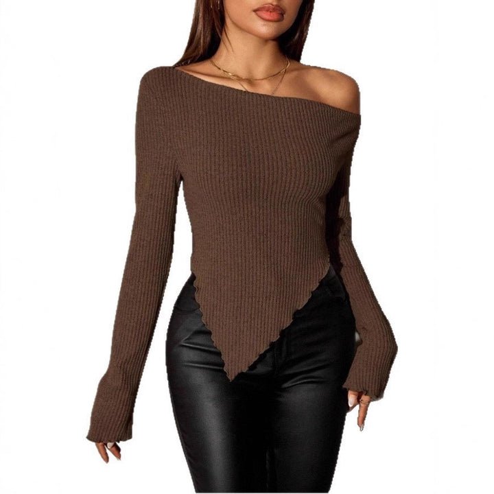 Damen Asymmetrischer Strickpullover Drune