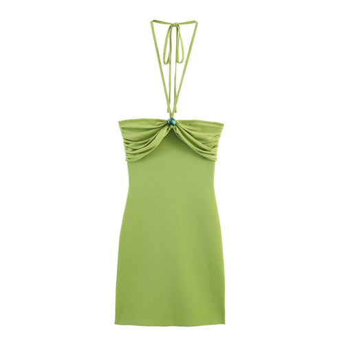 Damen Minikleid mit raffinierten Rüschendetails und schickem Halterneck Drune