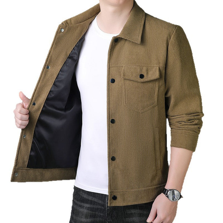 Herren Cordjacke im Truckerstil mit Druckknopfleiste Drune