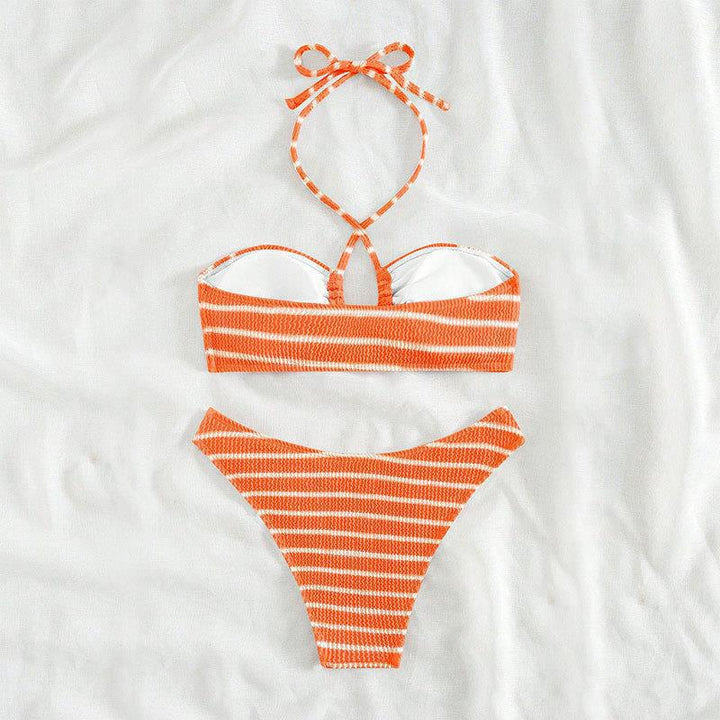 Damen Bandeau-Bikini mit stilvollem Streifendesign Drune