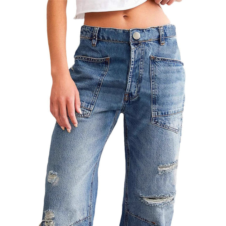 Damen Denim-Hosen mit großflächigen Taschen Drune