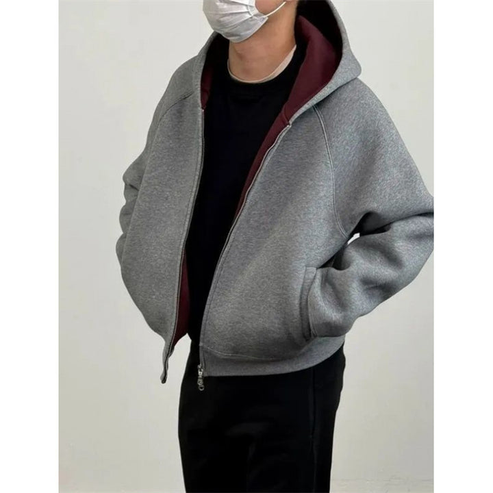 Herren Oversize-Kapuzensweatjacke aus schwerem French-Terry mit Zwei-Wege-Reißverschluss Drune