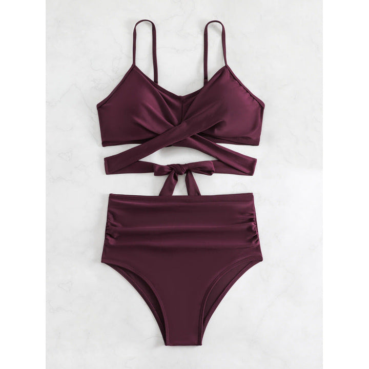 Damen Bikiniset mit hohem Bund und geknotetem Oberteil Drune