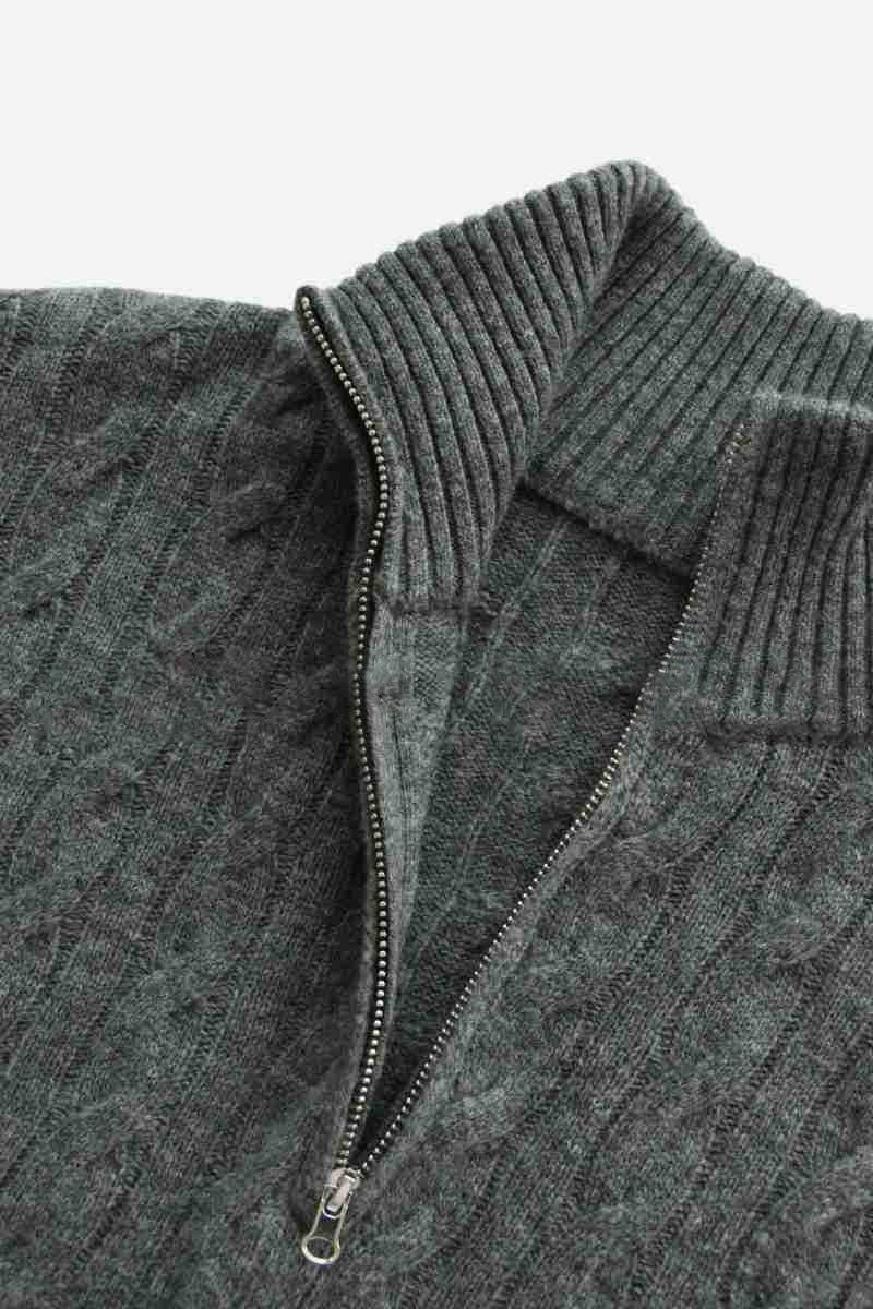 Damen eleganter Strickpullover mit hohem Kragen und Reißverschluss Drune