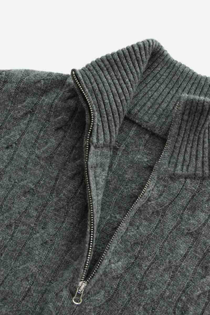 Damen eleganter Strickpullover mit hohem Kragen und Reißverschluss Drune