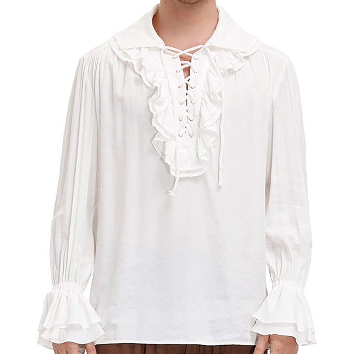 Herren nan lässiges Kurzarmshirt mit geschnürter V-Kehle, kurzem Stehkragen und weichem Baumwollmix Drune