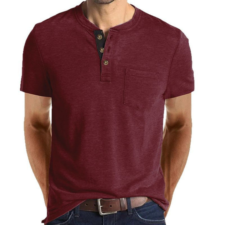 Herren Kurzarm-Henley-Shirt mit Taschen-Detail Drune