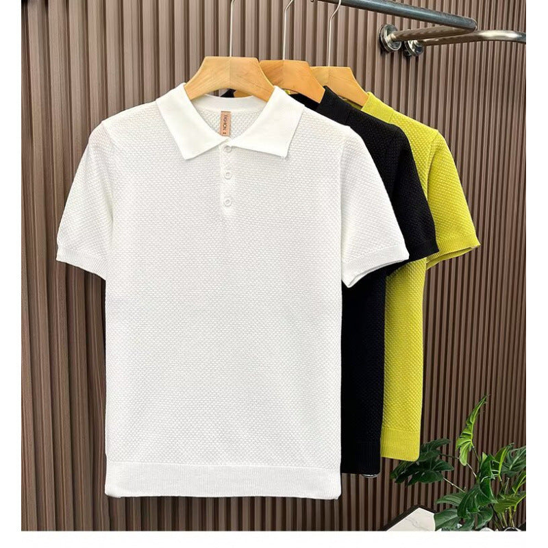 Herren Modisches Kurzarm-Polohemd mit Struktur Drune