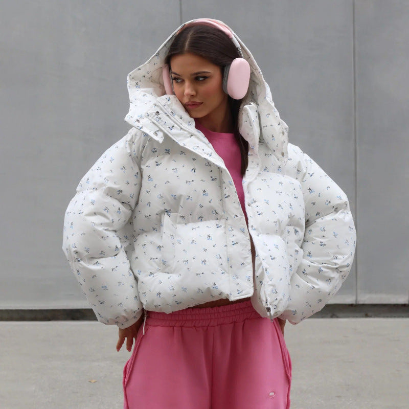 Damen gefütterte Blumensteppjacke im modernen Schnitt Drune