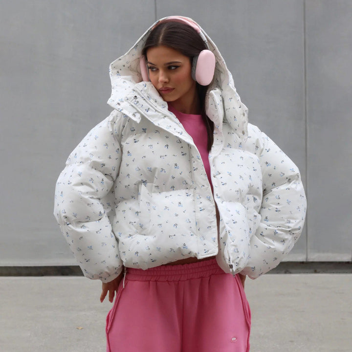 Damen gefütterte Blumensteppjacke im modernen Schnitt Drune