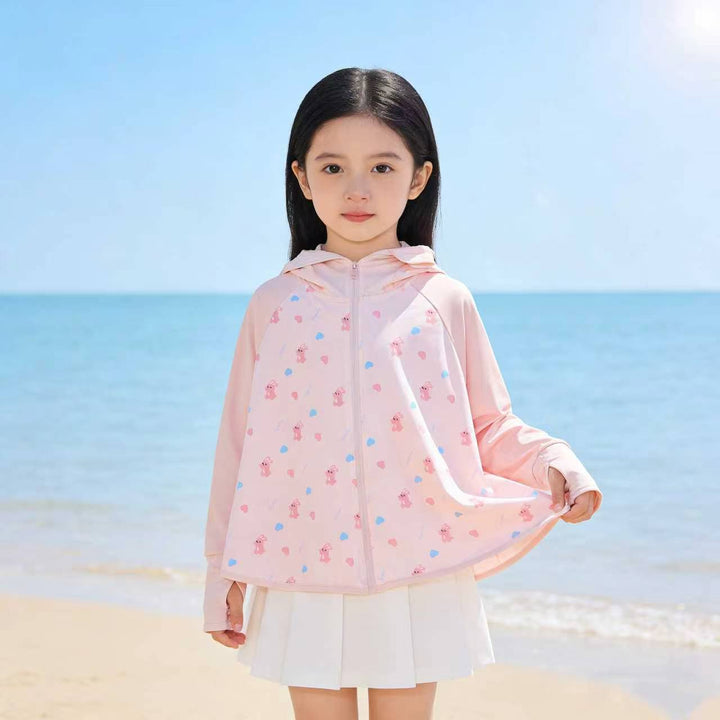 Unisex nan UV-Schutz Kapuzen-Cape für Kinder mit asymmetrischem A-Linien-Schnitt und Hasenprint  Drune