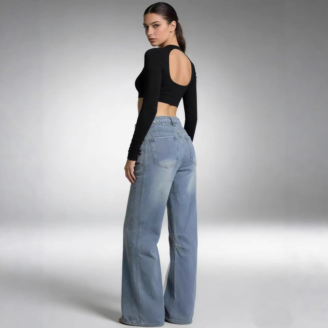 Damen nan schlichtes langarm-Feinstrickshirt mit Rundhalsausschnitt, leicht taillierter Silhouette und elastischem Tragekomfort Drune