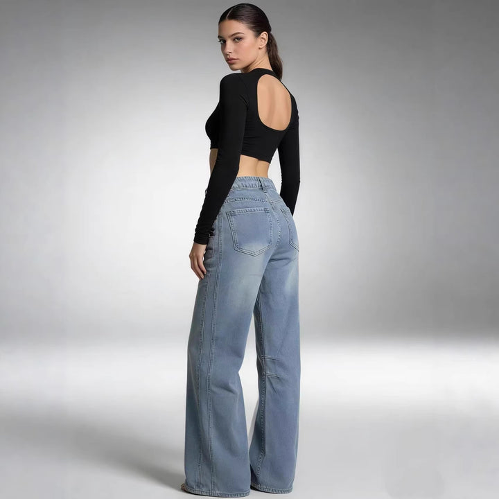 Damen nan schlichtes langarm-Feinstrickshirt mit Rundhalsausschnitt, leicht taillierter Silhouette und elastischem Tragekomfort Drune