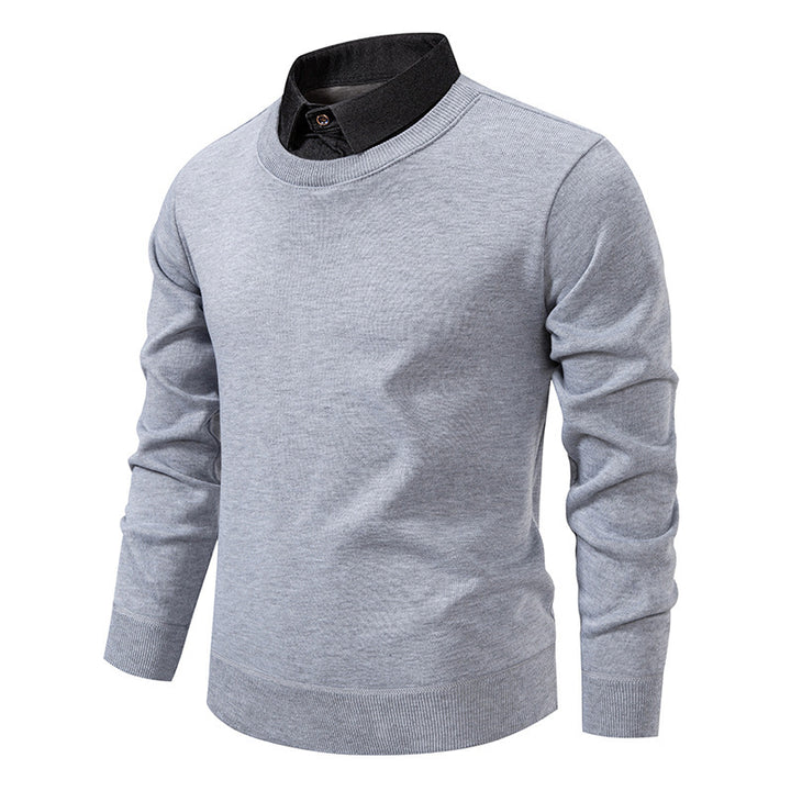 Herren nan Feinstrickpullover mit integriertem Hemdkragen und schmaler Silhouette Drune