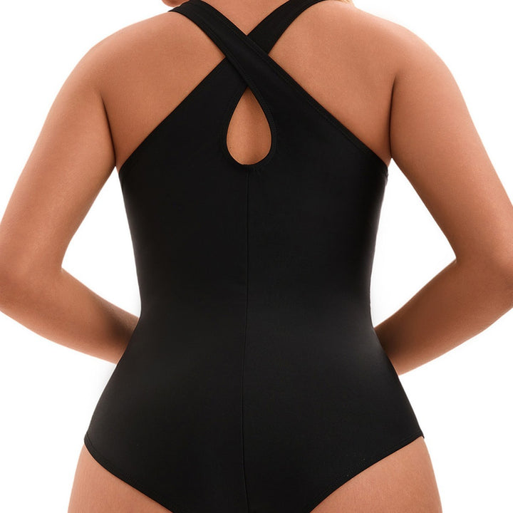 Damen Eleganter Einteiler mit V-Ausschnitt und gezielten Raffungen Drune