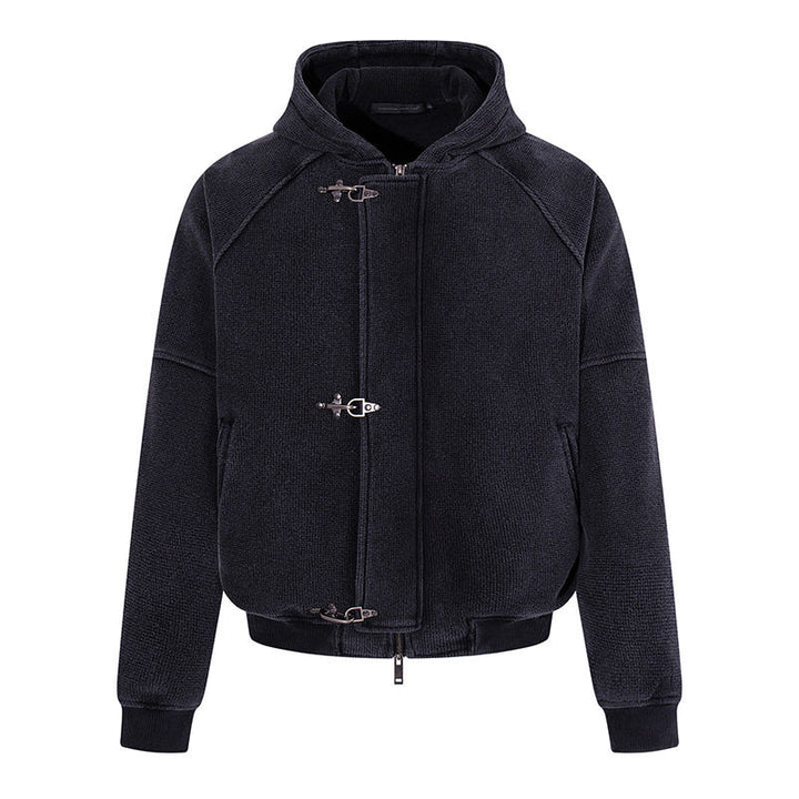 Damen Kapuzen-Bomberjacke aus Teddyfleece mit Metallhaken und elastischem Saum Drune