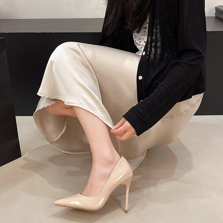 Damen Elegante Lack-Pumps mit spitzer Zehenform und Cut-Out-Ferse Drune