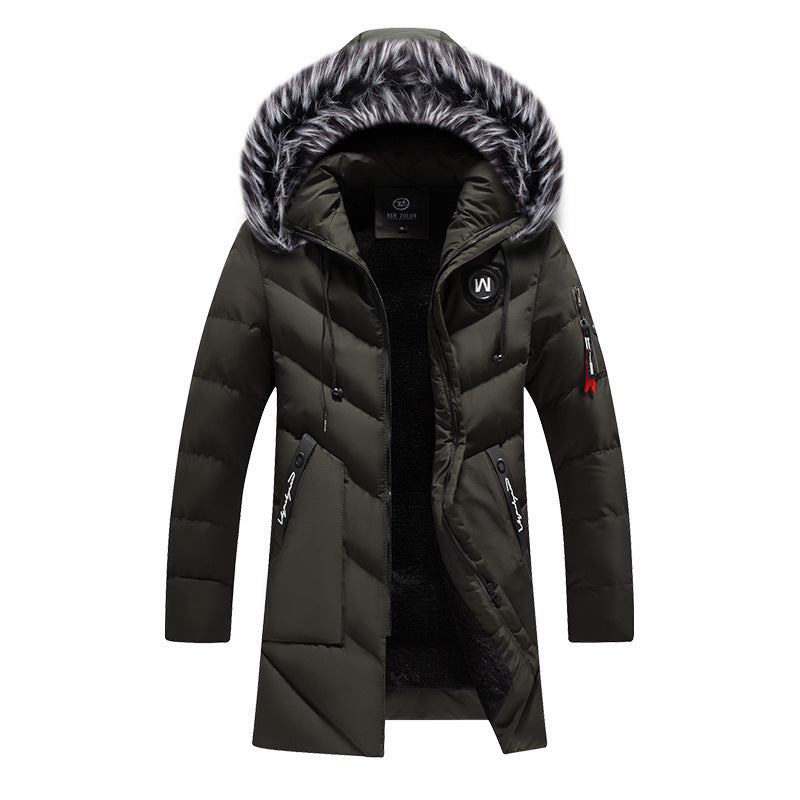 Herren langer Thermo-Parka mit Kunstfellkapuze und Sherpa-Fleecefutter Drune